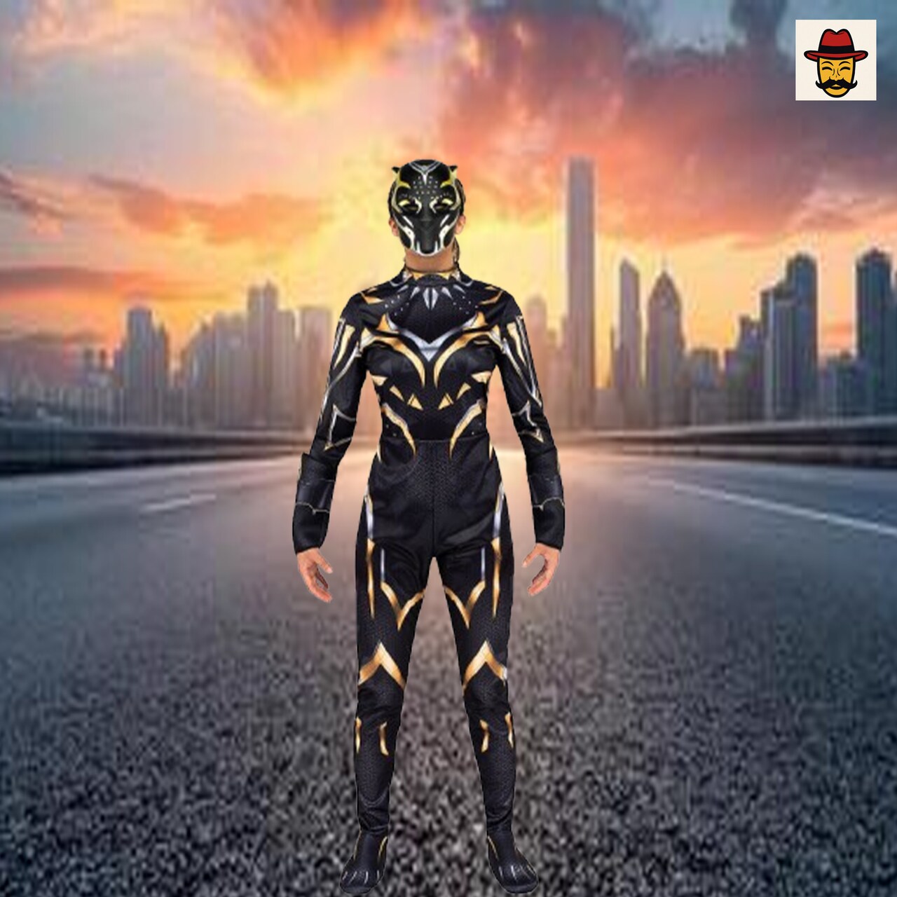 Women Marvel Black Panther Shuri Costume Printed Jumpsuit 3D Mask Set